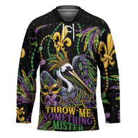 Mardi Gras Pelican Hockey Jersey Throw me Something Mister! - Wonder Print Shop