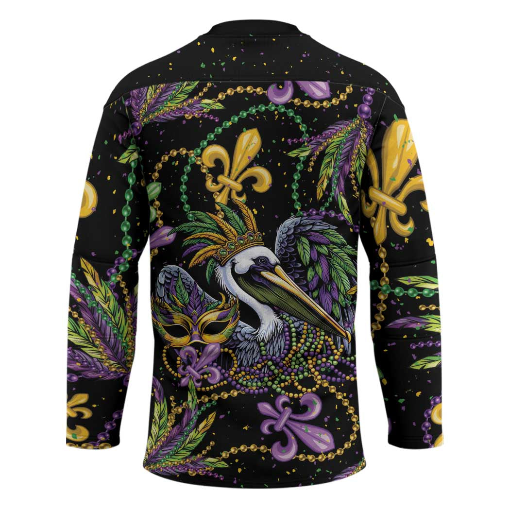 Mardi Gras Pelican Hockey Jersey Throw me Something Mister! - Wonder Print Shop