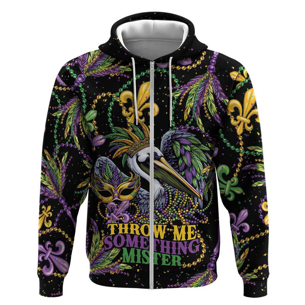 Mardi Gras Pelican Hoodie Throw me Something Mister! - Wonder Print Shop