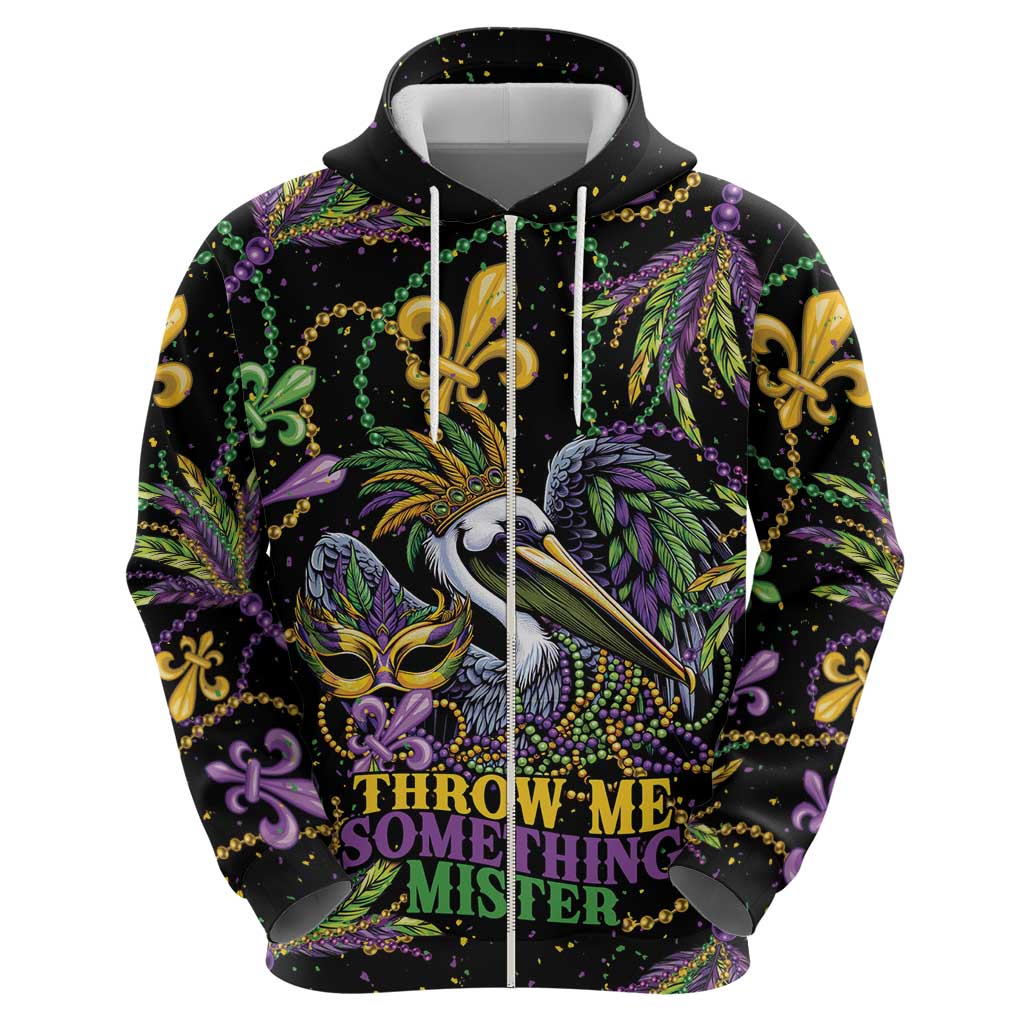 Mardi Gras Pelican Hoodie Throw me Something Mister! - Wonder Print Shop