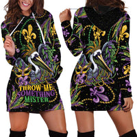 Mardi Gras Pelican Hoodie Dress Throw me Something Mister! - Wonder Print Shop