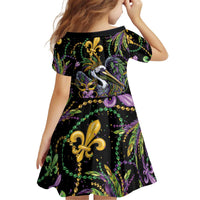 Mardi Gras Pelican Kid Short Sleeve Dress Throw me Something Mister! - Wonder Print Shop