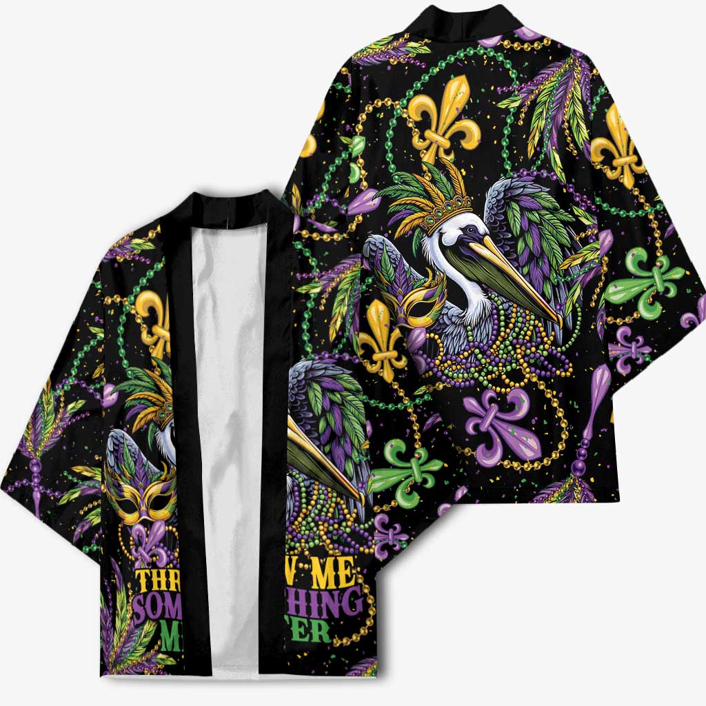 Mardi Gras Pelican Kimono Throw me Something Mister! - Wonder Print Shop