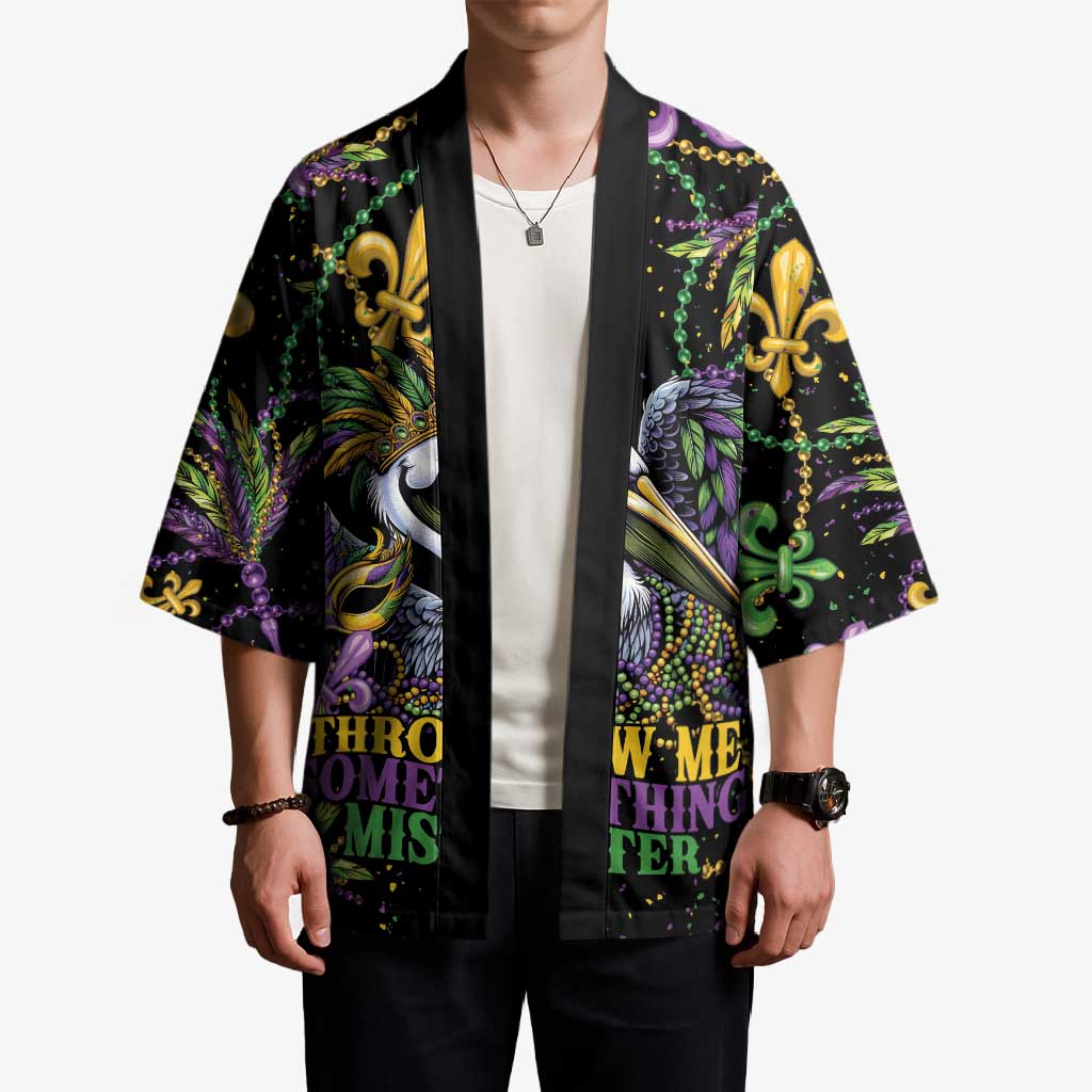 Mardi Gras Pelican Kimono Throw me Something Mister! - Wonder Print Shop