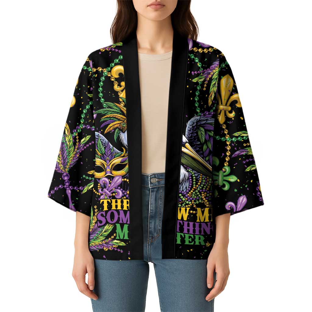 Mardi Gras Pelican Kimono Throw me Something Mister! - Wonder Print Shop