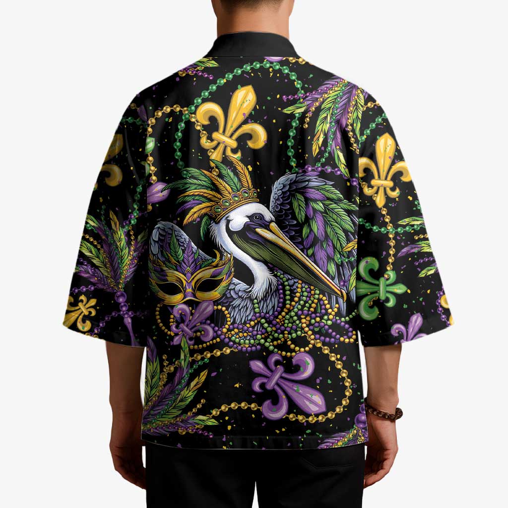 Mardi Gras Pelican Kimono Throw me Something Mister! - Wonder Print Shop