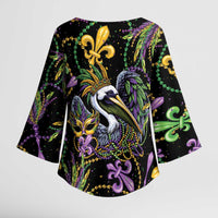 Mardi Gras Pelican Kimono Sleeve Blouse Throw me Something Mister! - Wonder Print Shop