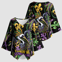 Mardi Gras Pelican Kimono Sleeve Blouse Throw me Something Mister! - Wonder Print Shop