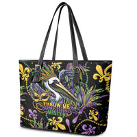 Mardi Gras Pelican Leather Tote Bag Throw me Something Mister! - Wonder Print Shop