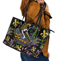Mardi Gras Pelican Leather Tote Bag Throw me Something Mister! - Wonder Print Shop