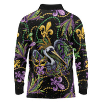 Mardi Gras Pelican Long Sleeve Polo Shirt Throw me Something Mister! - Wonder Print Shop