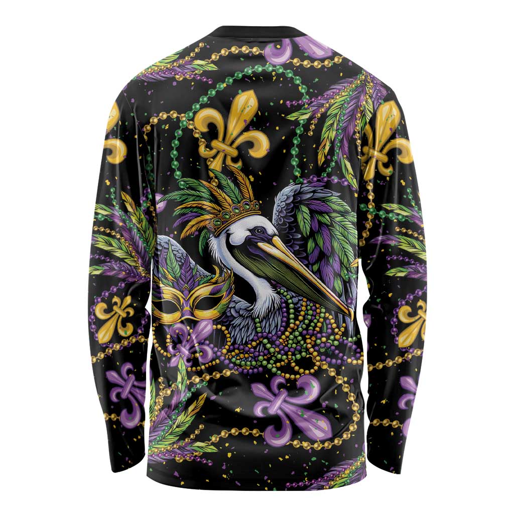Mardi Gras Pelican Long Sleeve Shirt Throw me Something Mister! - Wonder Print Shop