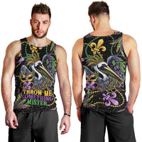 Mardi Gras Pelican Men Tank Top Throw me Something Mister! - Wonder Print Shop
