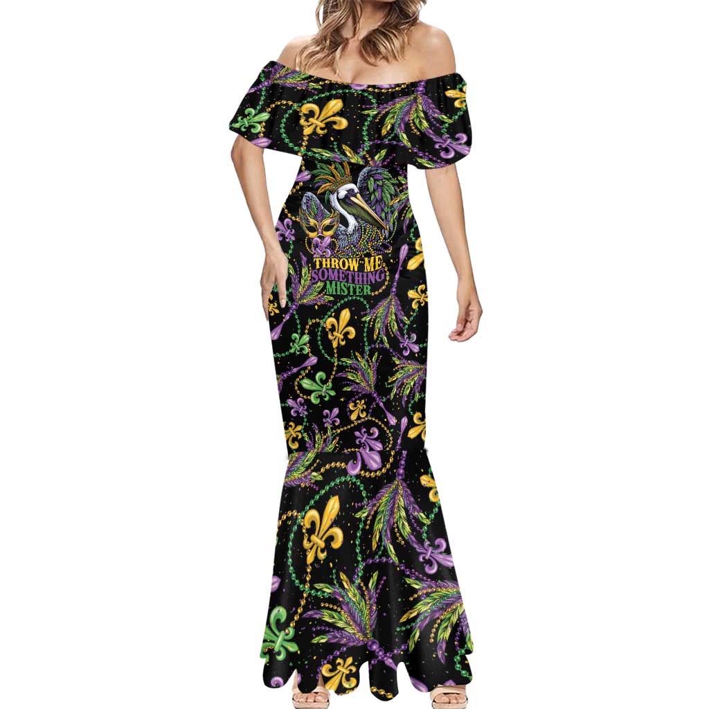 Mardi Gras Pelican Mermaid Dress Throw me Something Mister! - Wonder Print Shop