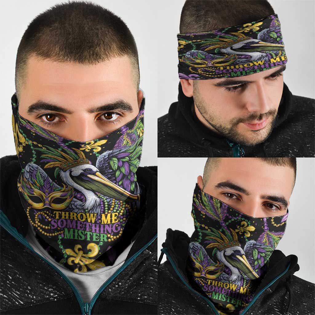 Mardi Gras Pelican Neck Gaiter Throw me Something Mister! - Wonder Print Shop