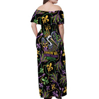 Mardi Gras Pelican Off Shoulder Maxi Dress Throw me Something Mister! - Wonder Print Shop