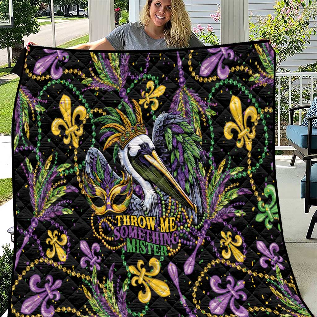 Mardi Gras Pelican Quilt Throw me Something Mister! - Wonder Print Shop