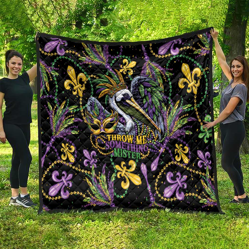 Mardi Gras Pelican Quilt Throw me Something Mister! - Wonder Print Shop