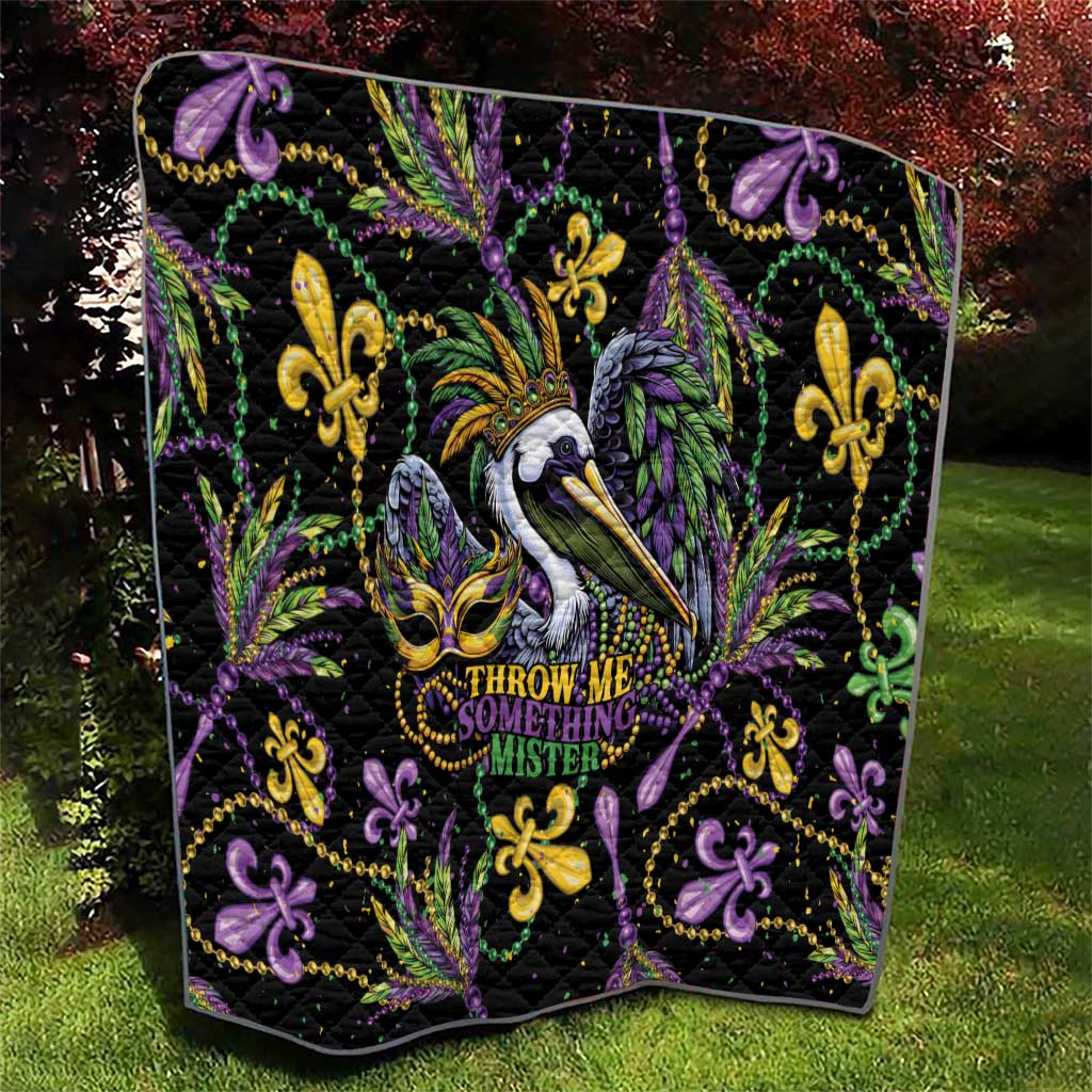 Mardi Gras Pelican Quilt Throw me Something Mister! - Wonder Print Shop