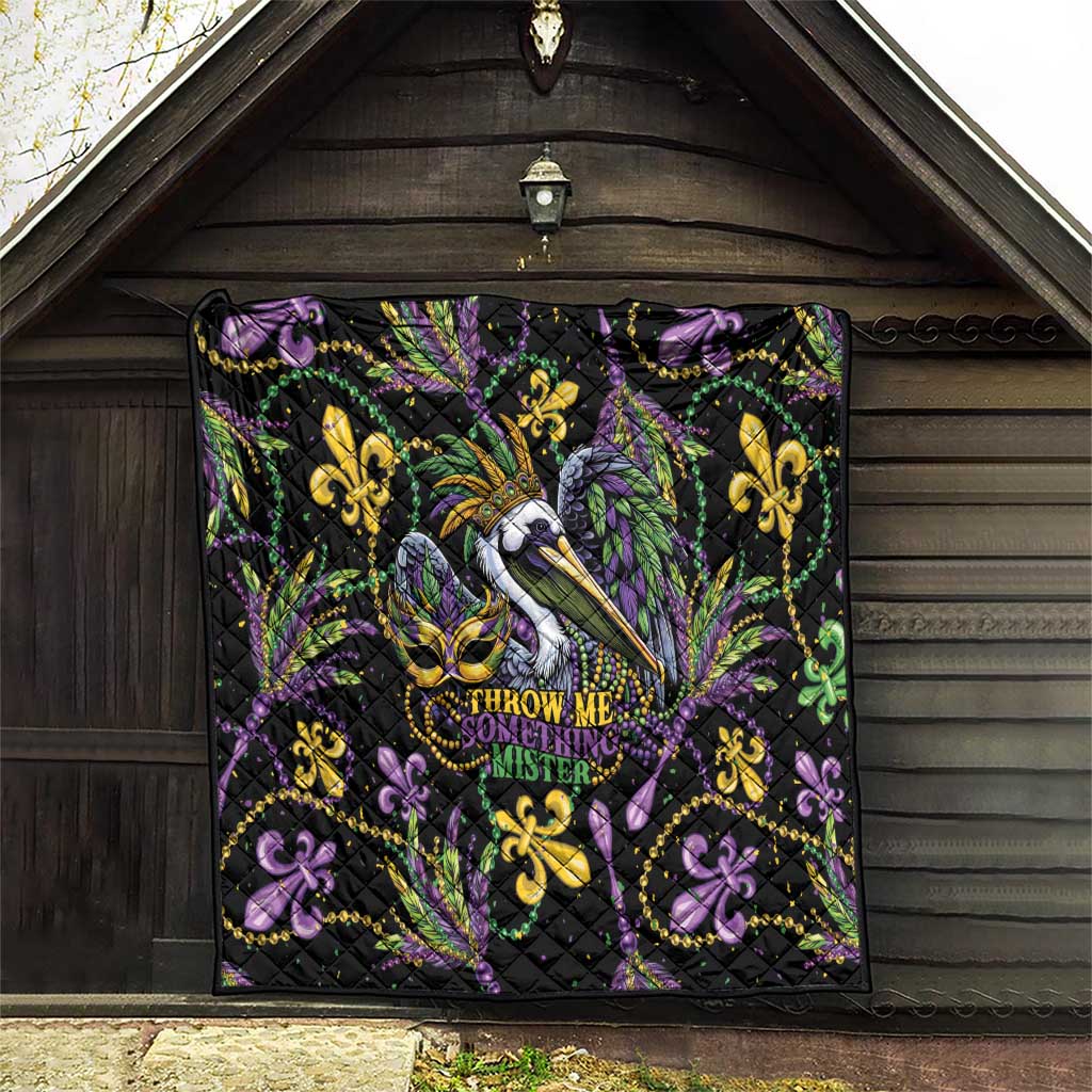 Mardi Gras Pelican Quilt Throw me Something Mister! - Wonder Print Shop
