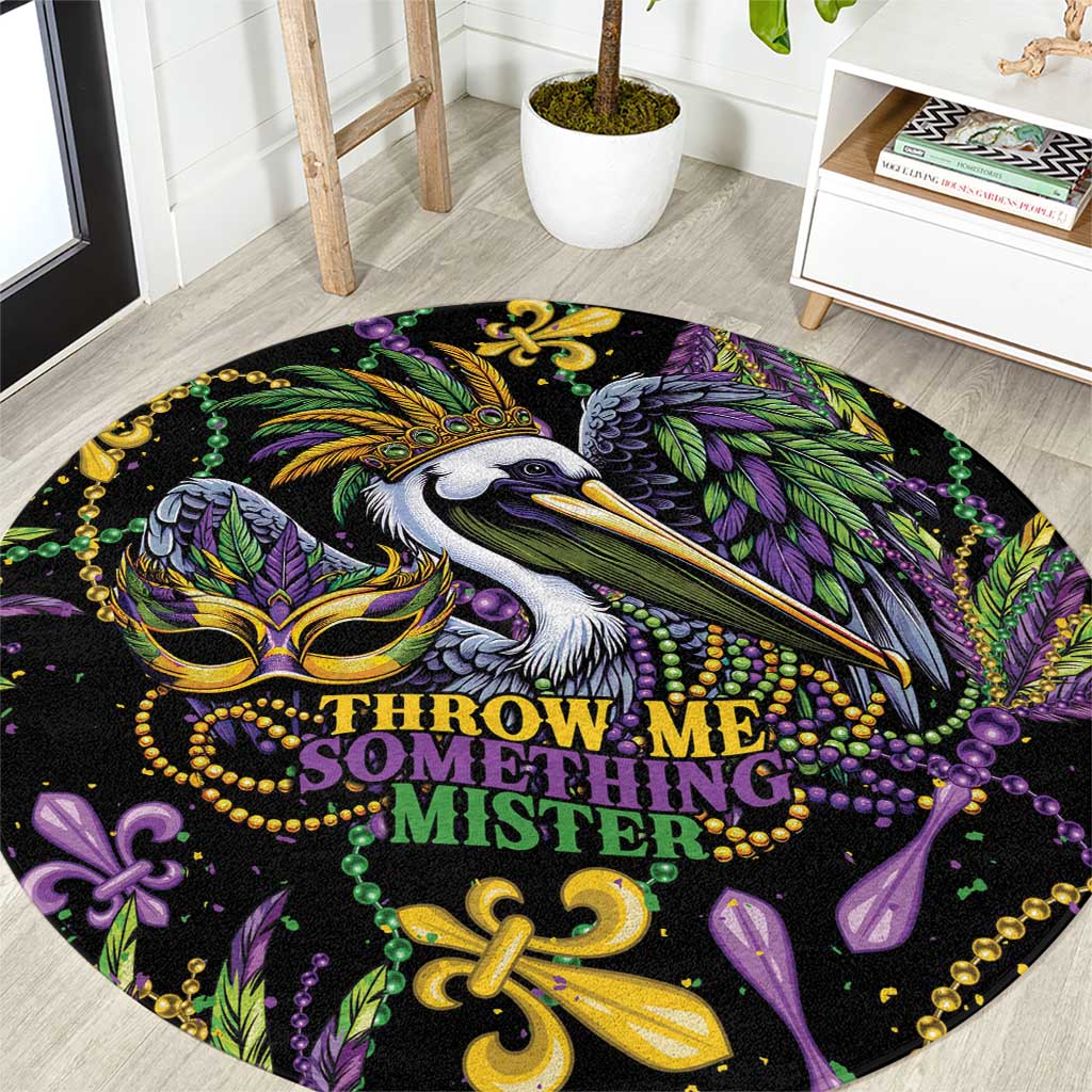 Mardi Gras Pelican Round Carpet Throw me Something Mister! - Wonder Print Shop