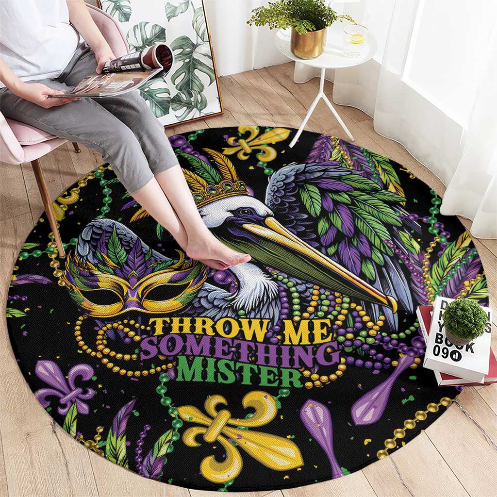 Mardi Gras Pelican Round Carpet Throw me Something Mister! - Wonder Print Shop