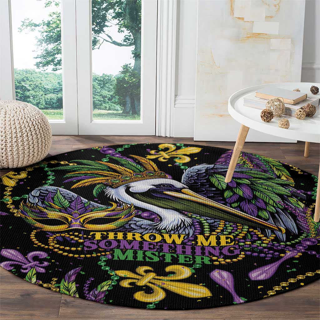 Mardi Gras Pelican Round Carpet Throw me Something Mister! - Wonder Print Shop