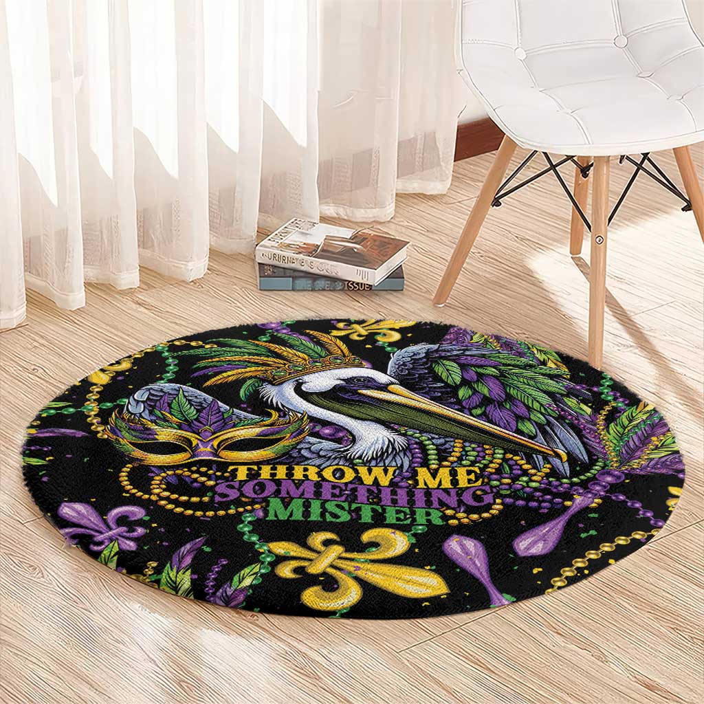 Mardi Gras Pelican Round Carpet Throw me Something Mister! - Wonder Print Shop