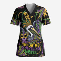 Mardi Gras Pelican Scrub Top Throw me Something Mister! - Wonder Print Shop
