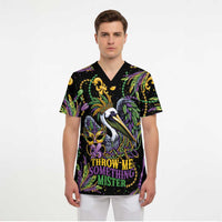 Mardi Gras Pelican Scrub Top Throw me Something Mister! - Wonder Print Shop