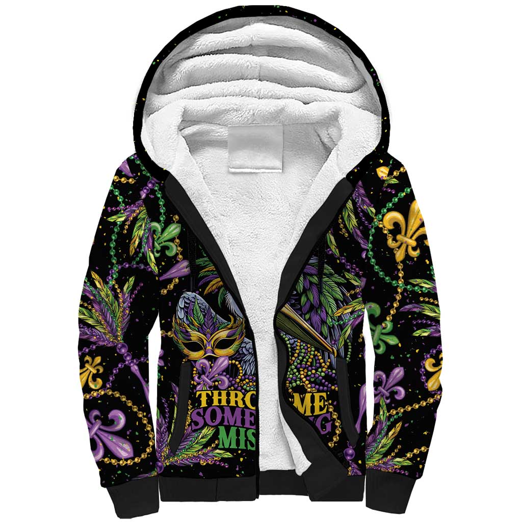 Mardi Gras Pelican Sherpa Hoodie Throw me Something Mister! - Wonder Print Shop