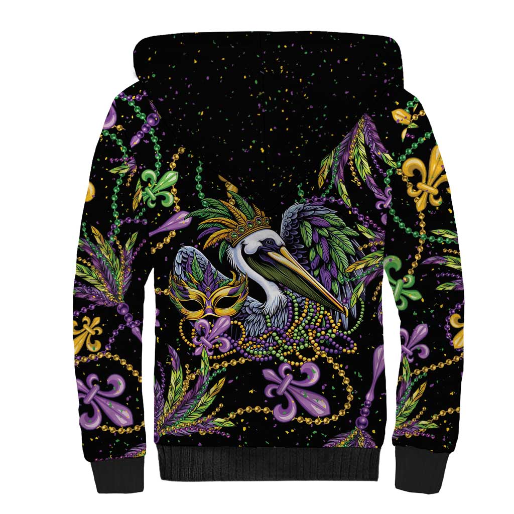 Mardi Gras Pelican Sherpa Hoodie Throw me Something Mister! - Wonder Print Shop