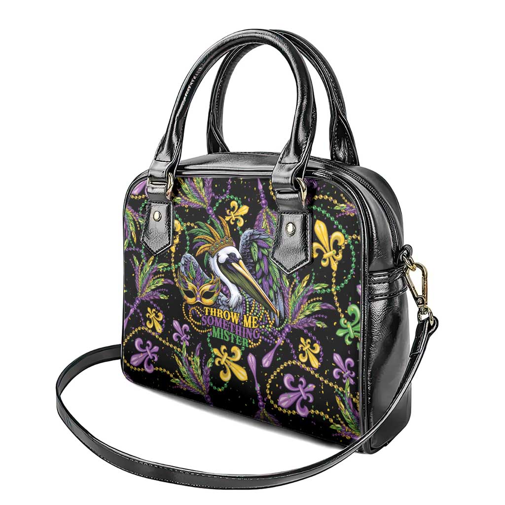 Mardi Gras Pelican Shoulder Handbag Throw me Something Mister! - Wonder Print Shop