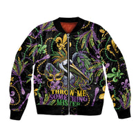 Mardi Gras Pelican Sleeve Zip Bomber Jacket Throw me Something Mister! - Wonder Print Shop