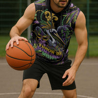 Mardi Gras Pelican Sleeveless Hoodie Throw me Something Mister! - Wonder Print Shop
