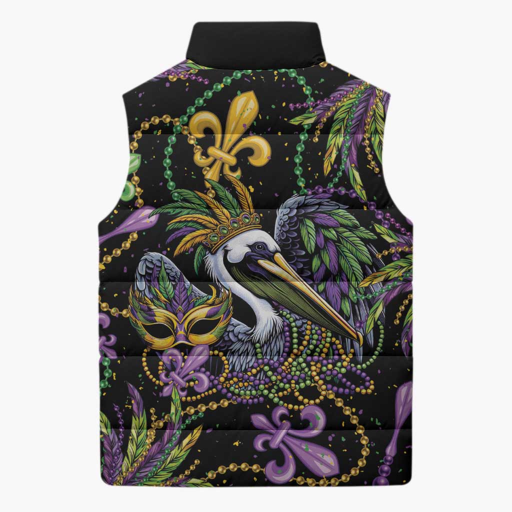 Mardi Gras Pelican Sleeveless Puffer Jacket Throw me Something Mister! - Wonder Print Shop