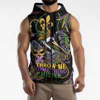 Mardi Gras Pelican Sleeveless Zip Hoodie Throw me Something Mister! - Wonder Print Shop