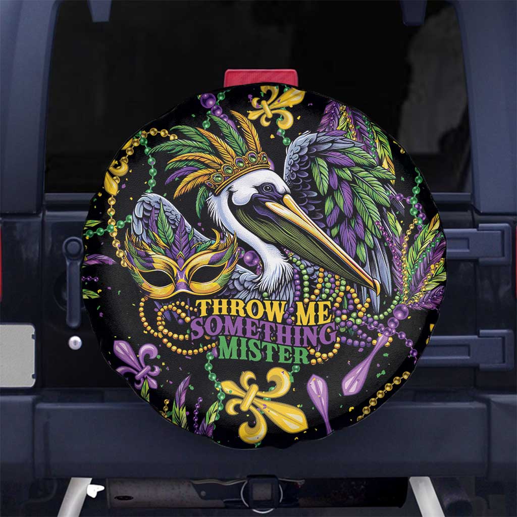 Mardi Gras Pelican Spare Tire Cover Throw me Something Mister! - Wonder Print Shop