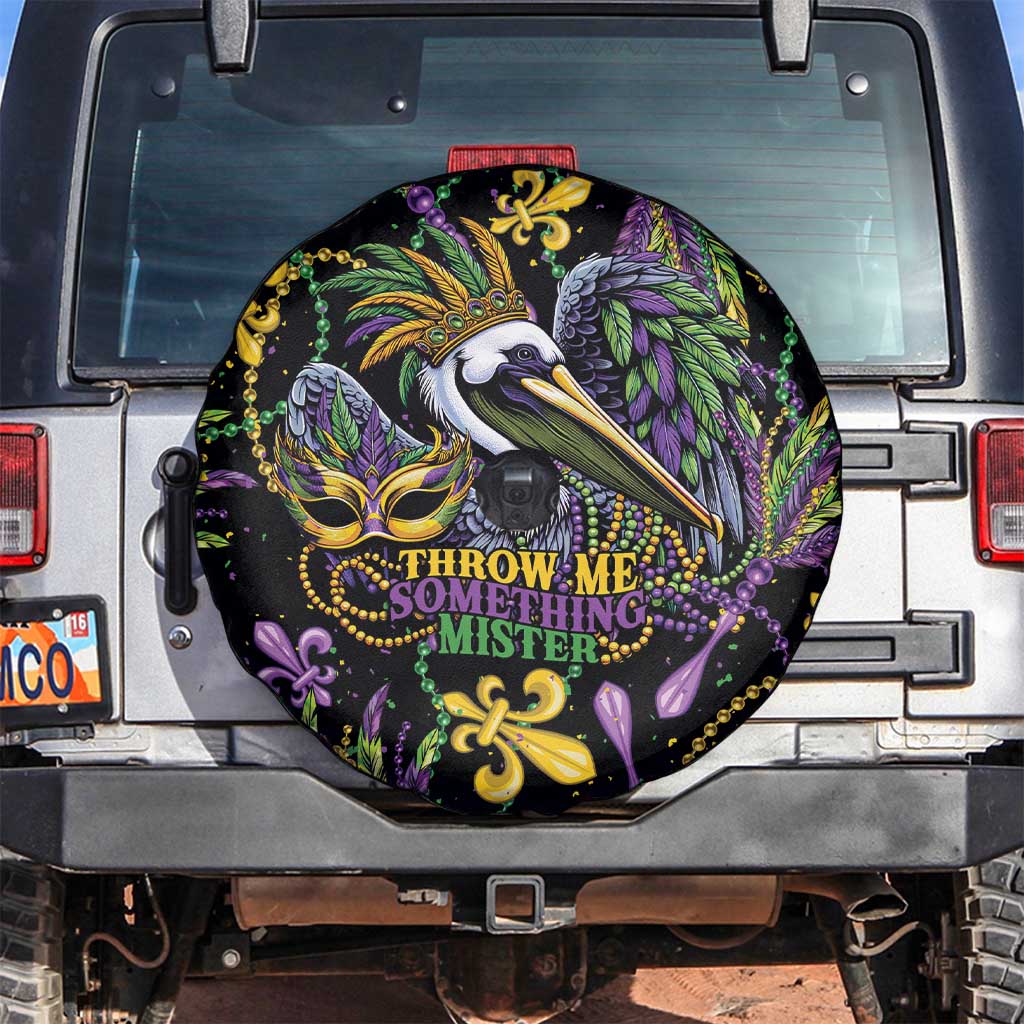 Mardi Gras Pelican Spare Tire Cover Throw me Something Mister! - Wonder Print Shop