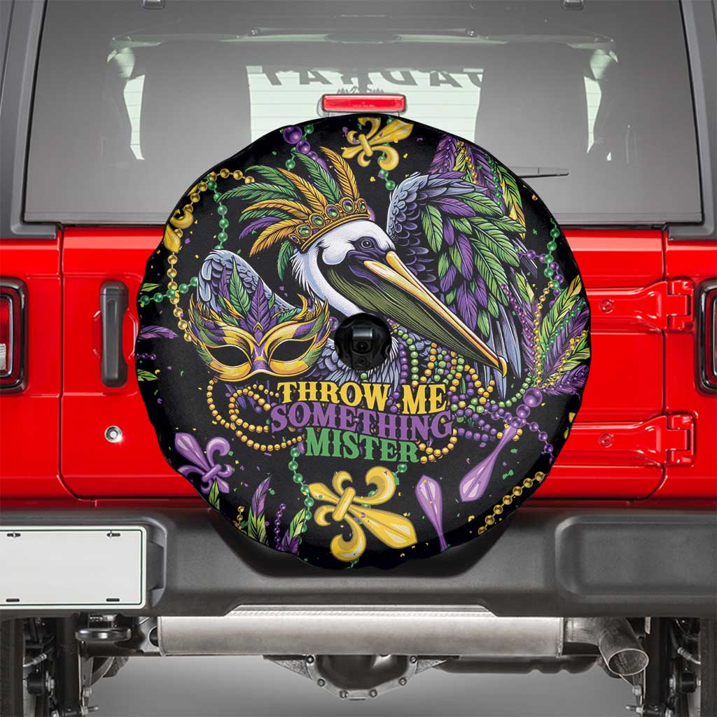 Mardi Gras Pelican Spare Tire Cover Throw me Something Mister! - Wonder Print Shop