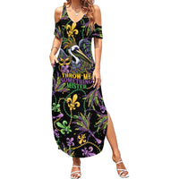 Mardi Gras Pelican Summer Maxi Dress Throw me Something Mister! - Wonder Print Shop