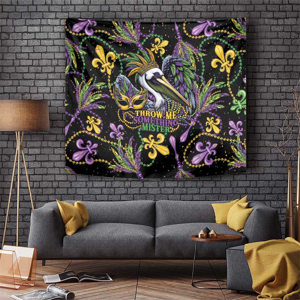 Mardi Gras Pelican Tapestry Throw me Something Mister! - Wonder Print Shop