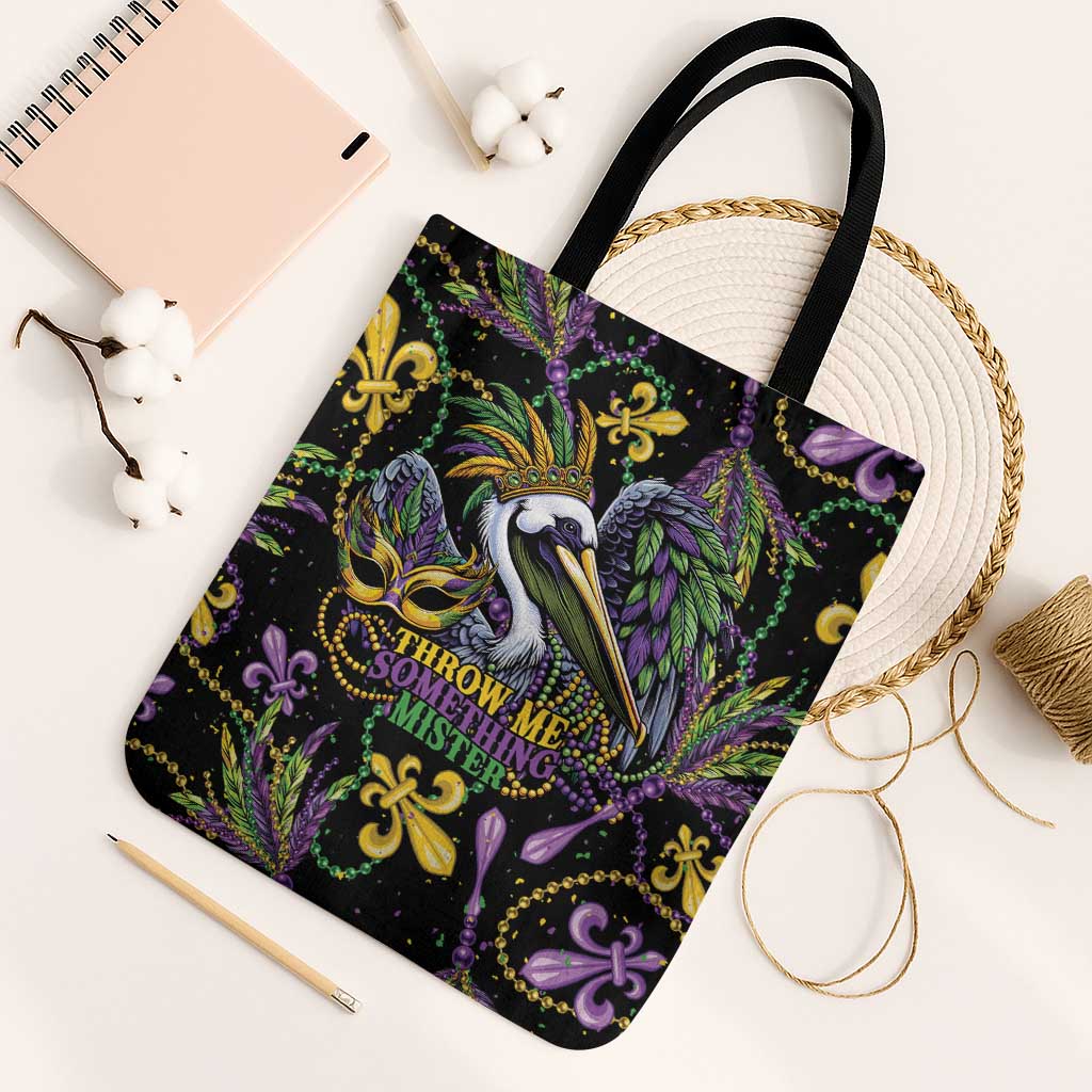 Mardi Gras Pelican Tote Bag Throw me Something Mister! - Wonder Print Shop
