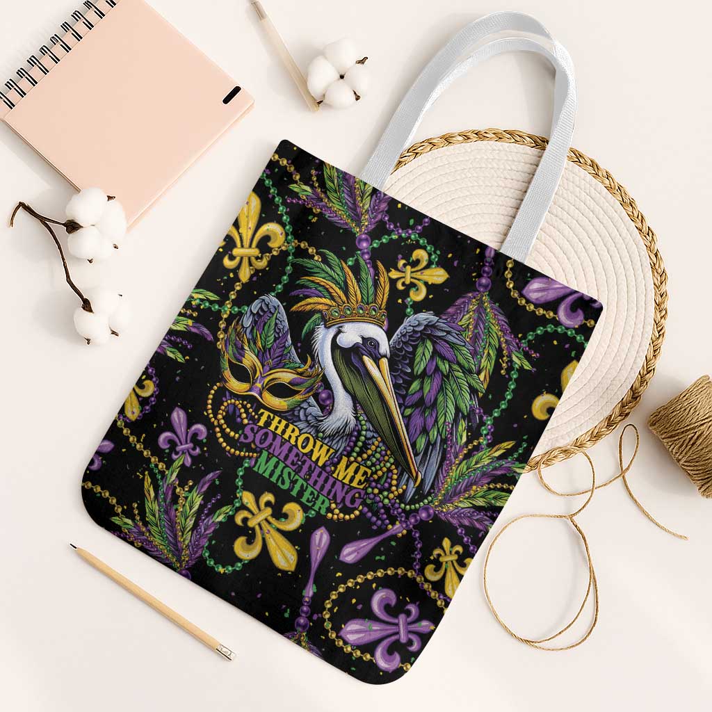 Mardi Gras Pelican Tote Bag Throw me Something Mister! - Wonder Print Shop