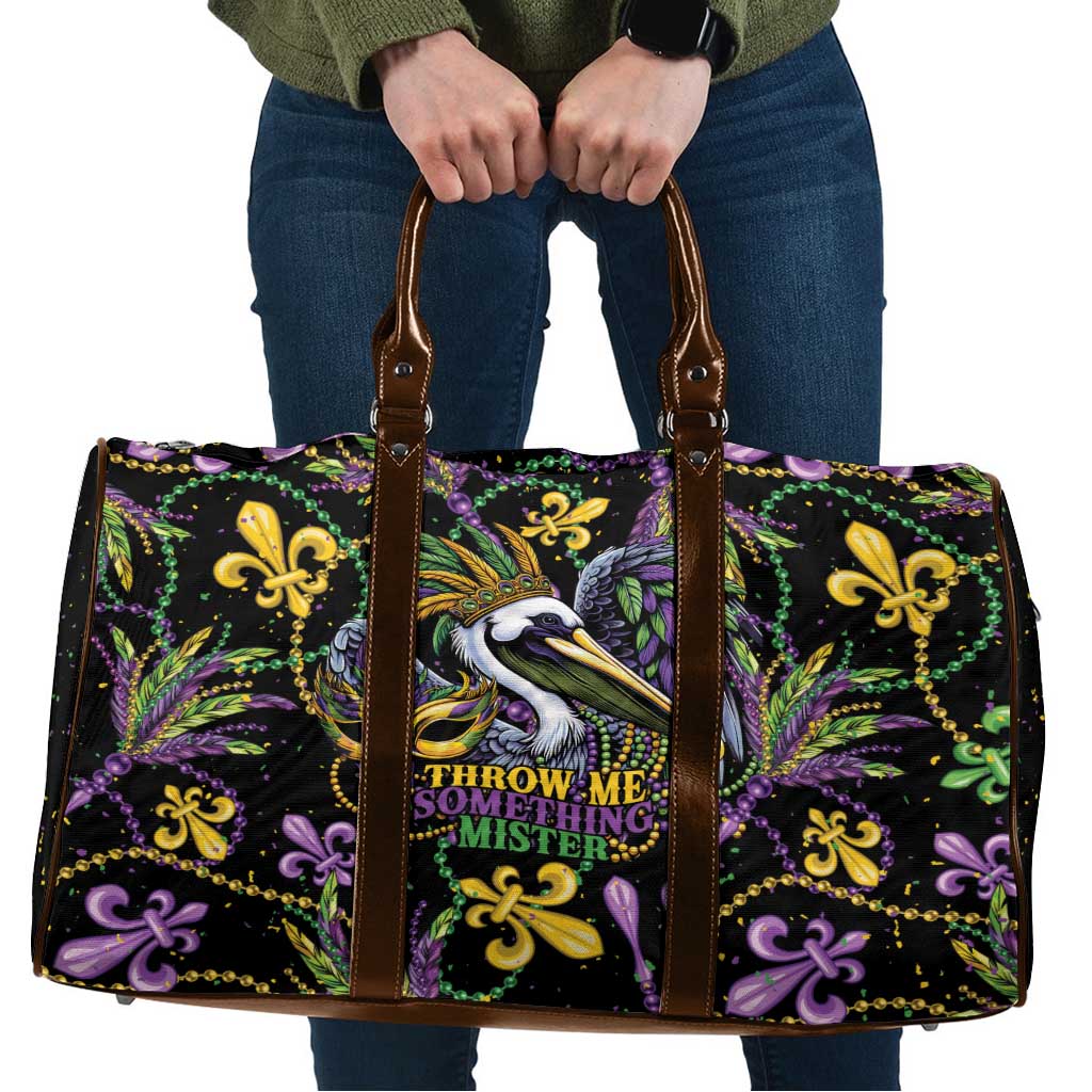 Mardi Gras Pelican Travel Bag Throw me Something Mister! - Wonder Print Shop