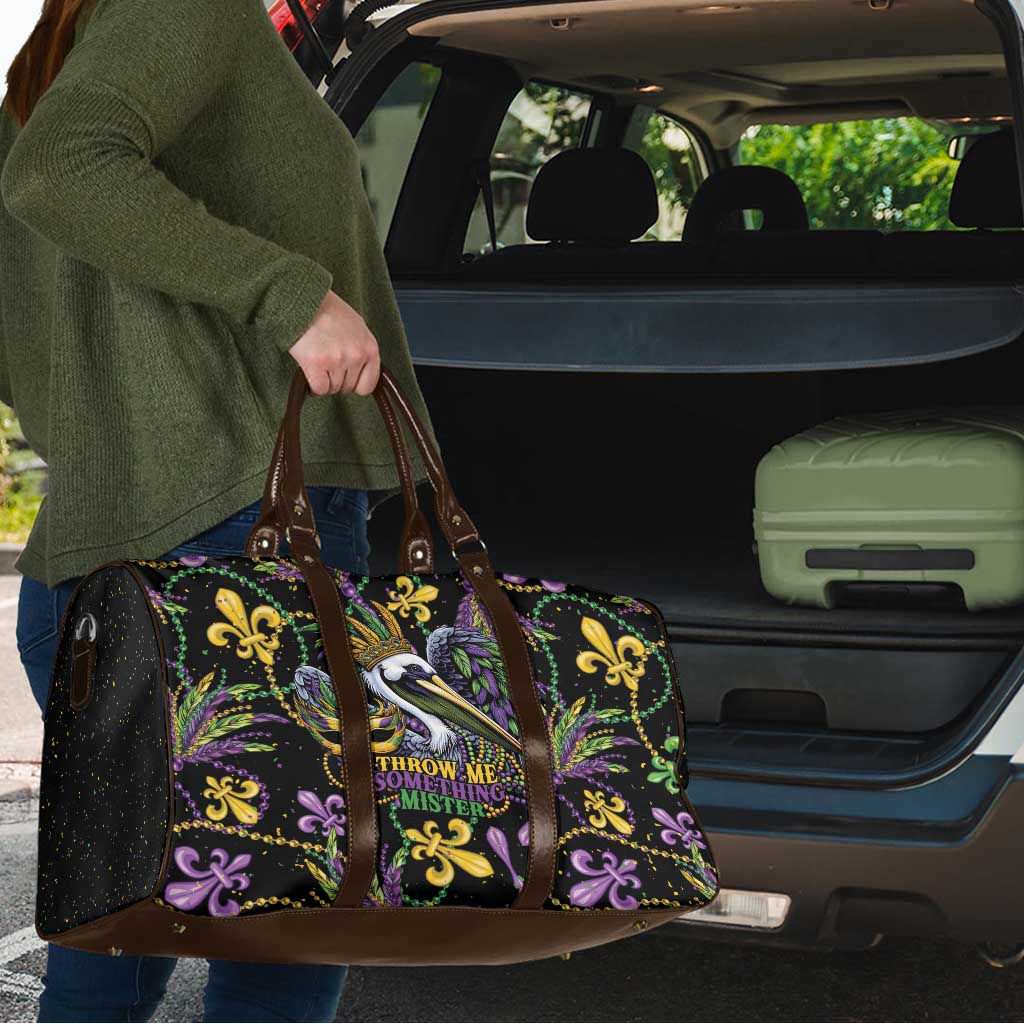 Mardi Gras Pelican Travel Bag Throw me Something Mister! - Wonder Print Shop