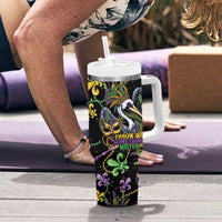 Mardi Gras Pelican Tumbler With Handle Throw me Something Mister! - Wonder Print Shop