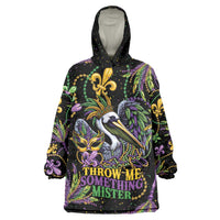 Mardi Gras Pelican Wearable Blanket Hoodie Throw me Something Mister! - Wonder Print Shop