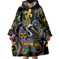 Mardi Gras Pelican Wearable Blanket Hoodie Throw me Something Mister! - Wonder Print Shop