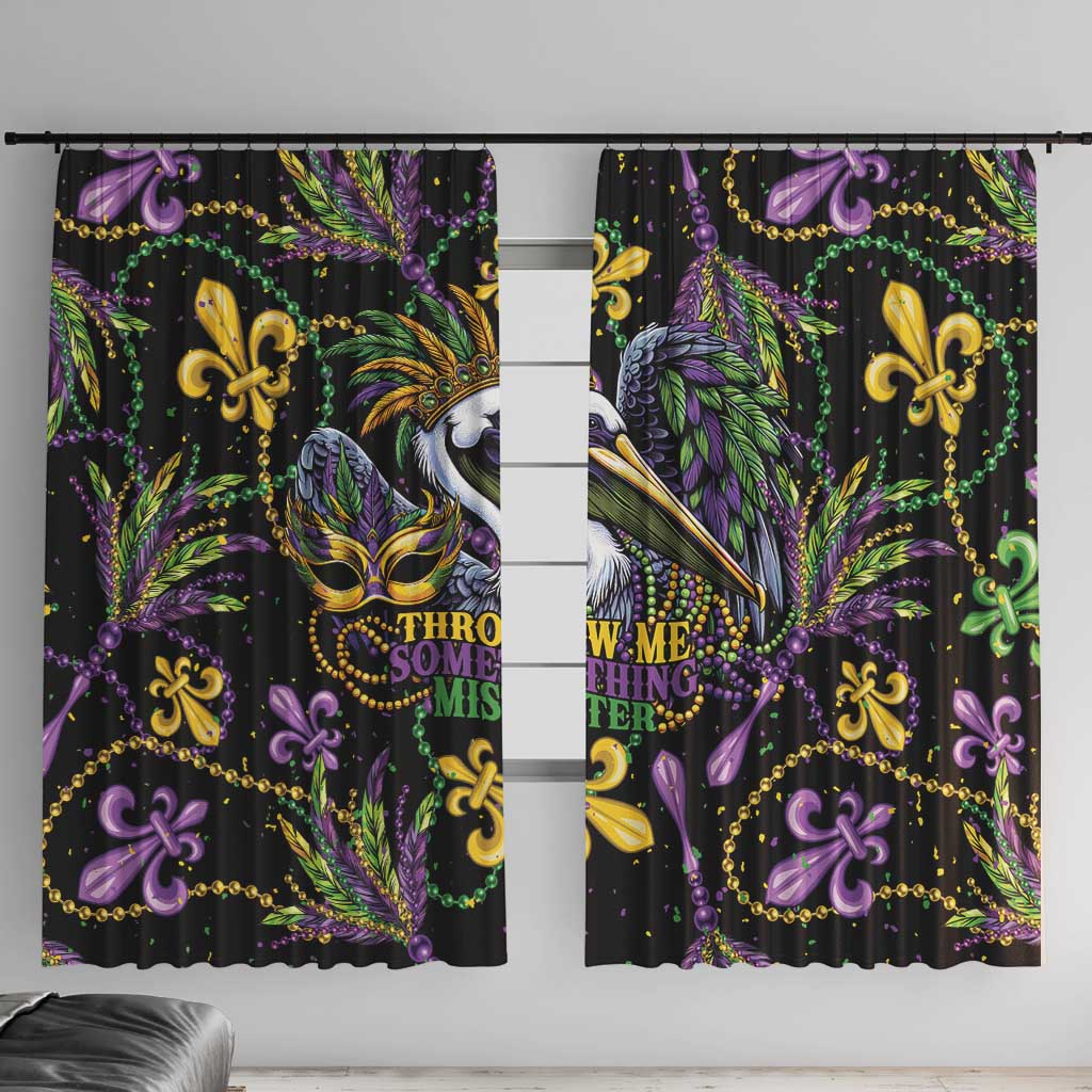 Mardi Gras Pelican Window Curtain Throw me Something Mister! - Wonder Print Shop
